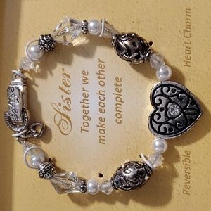 Sister Bracelet Inspired Expressions Silvertone Heart